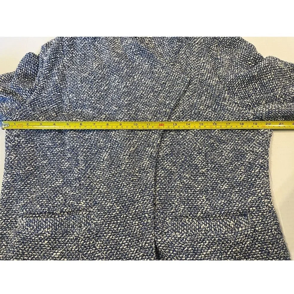 Talbots Open Front Waterfall Blazer Jacket Blue Tweed Boucle Cotton Size Large - Picture 14 of 15